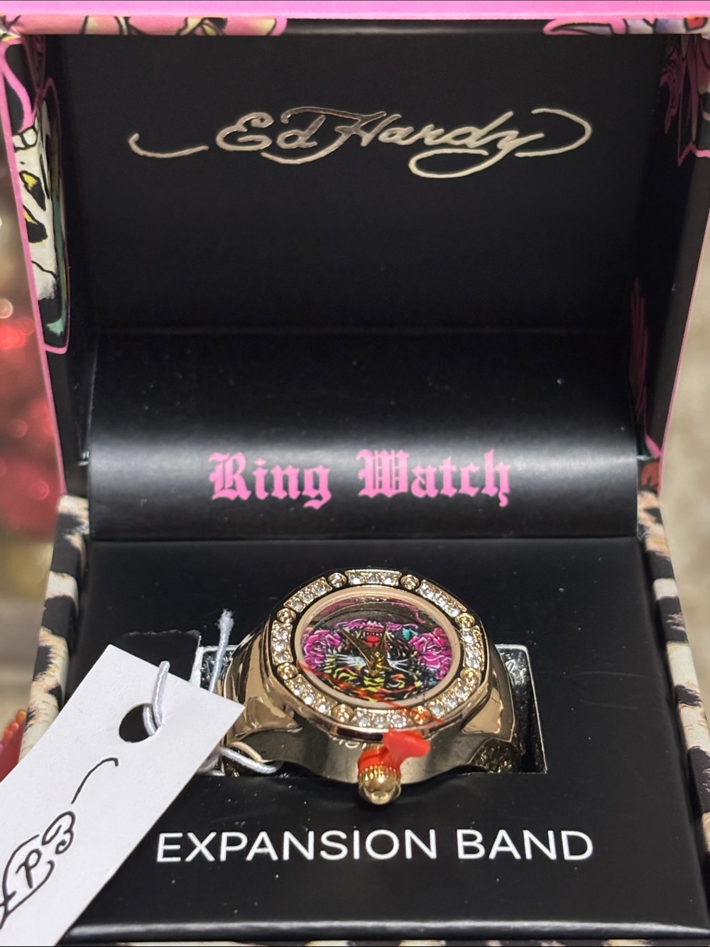 Ed Hardy NWT Ring Watch With Crystals